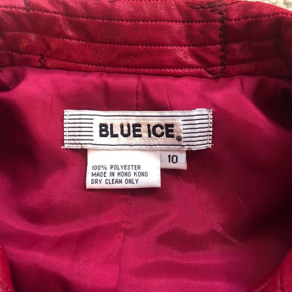 Blue Ice Red Quilted Jacket Sz 10 - Picture 5 of 7